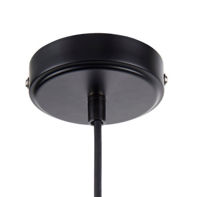 Portland - Matt Black with Clear Ribbed Glass Ceiling Pendant