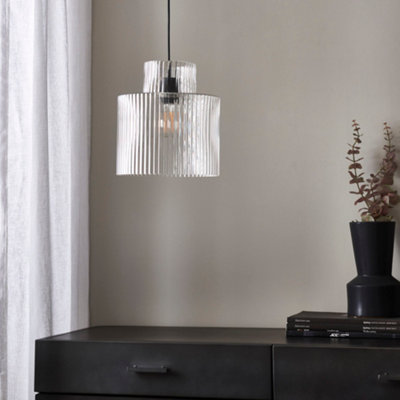 Portland - Matt Black with Clear Ribbed Glass Ceiling Pendant