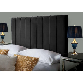 Portland Plush Velvet 2ft6 Small Single 36" Headboard -  Black