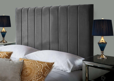 Portland Plush Velvet 4ft6 Double 36" Headboard -  Grey