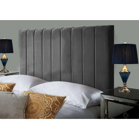 Portland Plush Velvet 4ft6 Double 36" Headboard -  Grey