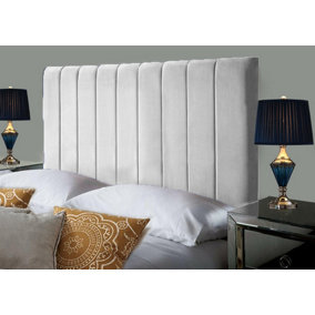 Portland Plush Velvet 4ft6 Double 36" Headboard -  Silver