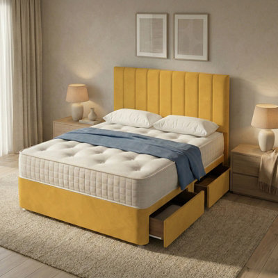 Portland Plush Velvet Divan Bed, 50