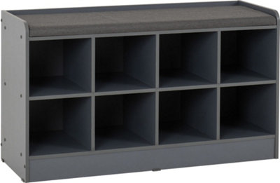 Portland Shoe Bench in Grey with Fabric Bench Seating - 3