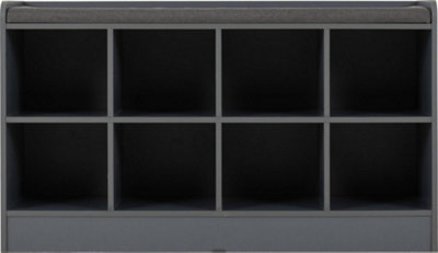 Portland Shoe Bench in Grey with Fabric Bench Seating - 4