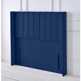 Portland Winged Plush Velvet 3ft Single 50" Floor Standing Headboard - Blue