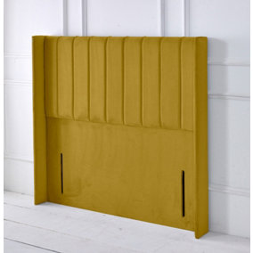 Portland Winged Plush Velvet 4ft Small Double 50" Floor Standing Headboard - Turmeric