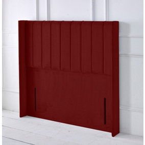 Portland Winged Plush Velvet 4ft6 Double 50" Floor Standing Headboard - Burgundy