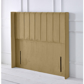 Portland Winged Plush Velvet 4ft6 Double 50" Floor Standing Headboard - Coffee