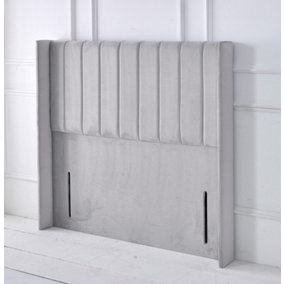 Portland Winged Plush Velvet 4ft6 Double 50" Floor Standing Headboard - Silver