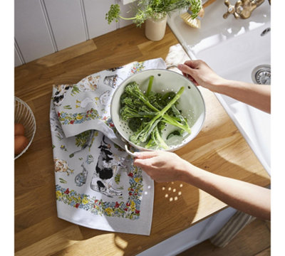 Portman Farm Animal Print 100% Cotton Tea Towel