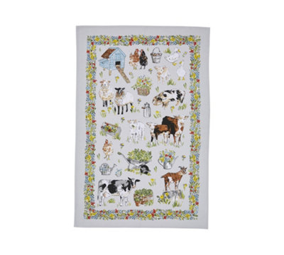 Portman Farm Animal Print 100% Cotton Tea Towel
