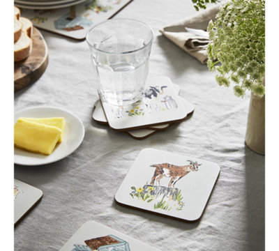 Portman Farm Animal Print Printed MDF Coasters (4 Pack)