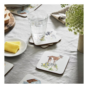 Portman Farm Animal Print Printed MDF Coasters (4 Pack)