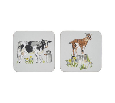 Portman Farm Animal Print Printed MDF Coasters (4 Pack)