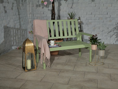 Porto 2 Seater Bench (Homestead) - Acacia Wood - L120 x W56 x H94 cm - Green - 4