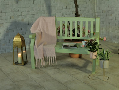 Porto 2 Seater Bench (Turnbury) - Acacia Wood - H92 x W59 x L120 cm - Green - 3