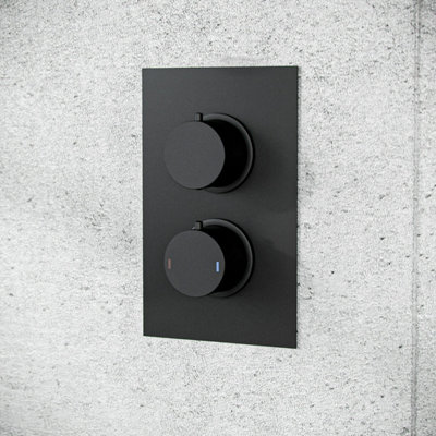 Porto Concealed Thermostatic Overhead 250mm Rainfall Shower Mixer Set Matte Black - 4