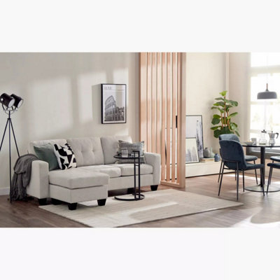 Portofino 3 Seater Corner Sofa, Chaise Lounge Furniture with Reversible Ottoman Footstool or Chaise - Cream
