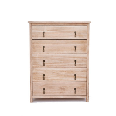 Portofino 5 Drawer Chest of Drawers Drop Brass Handle