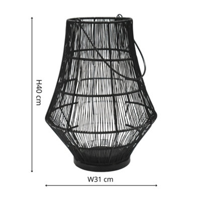 Portofino Small Outdoor Garden Lantern Black Curve Wirework - w/Glass Inset Windshield main image 0