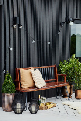 Portofino Small Outdoor Garden Lantern Black Curve Wirework - w/Glass Inset Windshield main image 1