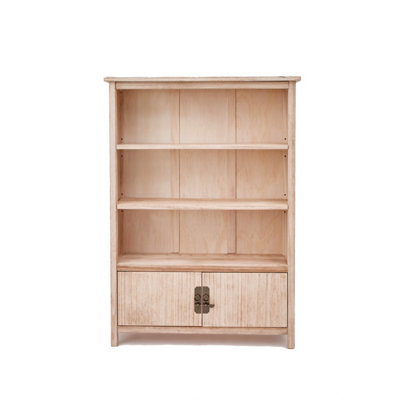 Portofino Light Wood Bookcase with 2 doors 120x85x25cm