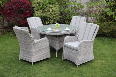 Portofino Verona 4 Seat Round Dining Set Outdoor Garden