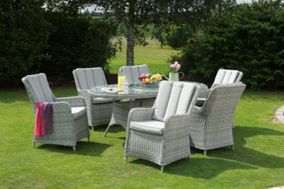 Light grey rattan online dining set