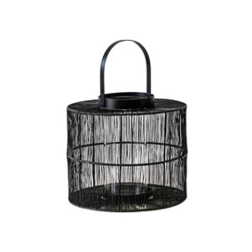 Portofino Wirework Lantern with Glass Insert Black H22cm W26cm
