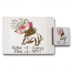 portrait of french bulldog puppy (Placemat & Coaster Set) / Default Title