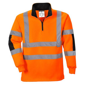 Portwest B308 Xenon Hi-Vis Rugby Shirt - Orange - Extra Small