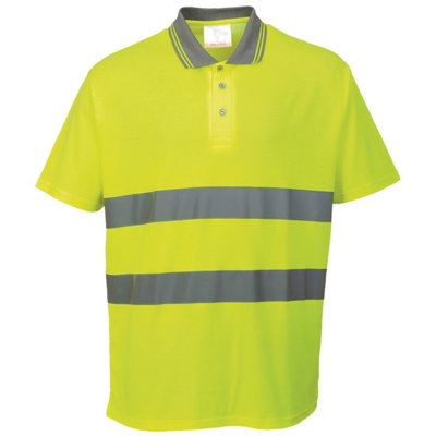 Portwest Cotton Comfort Reflective Safety Short Sleeve Polo Shirt | DIY ...