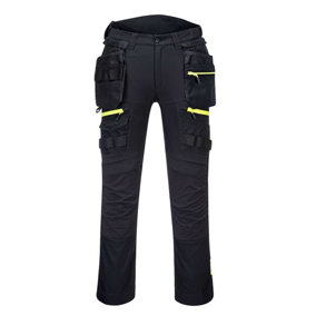 Portwest DX4 Detachable Holster Pocket Trousers Black & Knee Pads - 26R