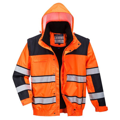 Portwest C466 Hi-Vis Klassiek Bomberjas, Normaal, Grootte 4XL, Geel/Zwart