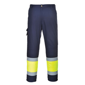 Portwest Hi-Vis Two Tone Combat Trousers Yellow/Navy - L / Regular
