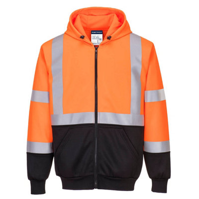 Portwest Hi-Vis Two-Tone Zipped Hoodie Orange/Black - XXL