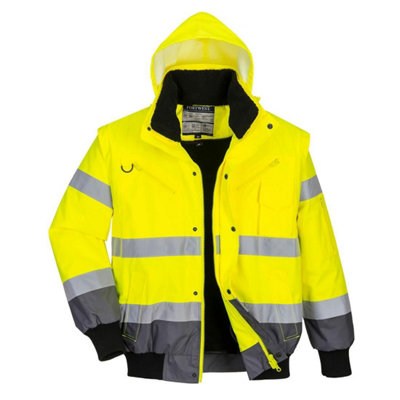 Portwest Mens 3 In 1 Hi-Vis Bomber Jacket