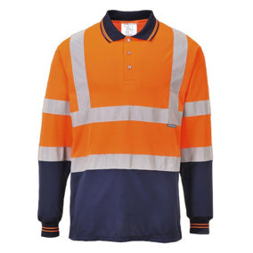 Portwest Mens Contrast Hi-Vis Long-Sleeved Safety Polo Shirt