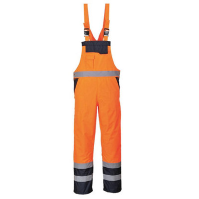 Portwest Mens Contrast Hi-Vis Safety Bib And Brace Overall