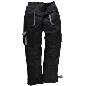 Portwest Mens Contrast Workwear Trousers (TX11) / Pants Black (XL)