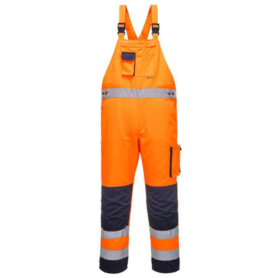 Portwest Mens Dijon Contrast High-Vis Safety Bib And Brace Trouser