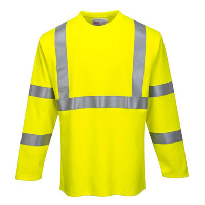 Portwest Mens Hi-Vis Flame Resistant Long-Sleeved T-Shirt