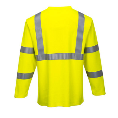 Portwest Mens Hi-Vis Flame Resistant Long-Sleeved T-Shirt
