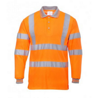 Portwest Mens Hi-Vis Long Sleeve Polo Shirt