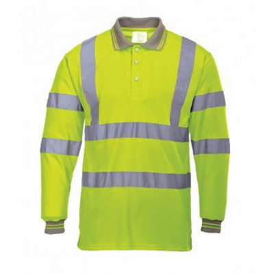 Portwest Mens Hi Vis Long Sleeve Polo Shirt Diy At Bandq