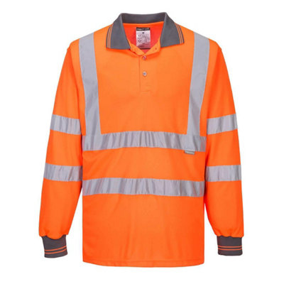 Portwest Mens Hi-Vis Long-Sleeved Safety Polo Shirt