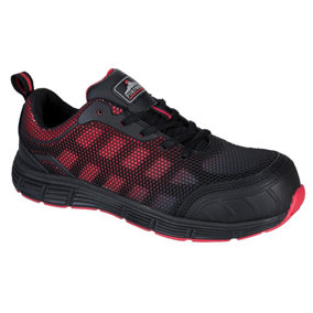 Portwest Mens Ogwen Low Cut Safety Trainers Black/Red (7.5 UK)