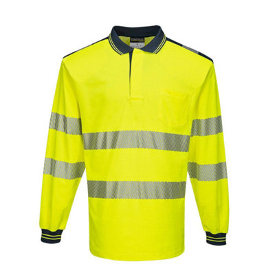 Portwest Mens PW3 Hi-Vis Comfort Long-Sleeved Polo Shirt