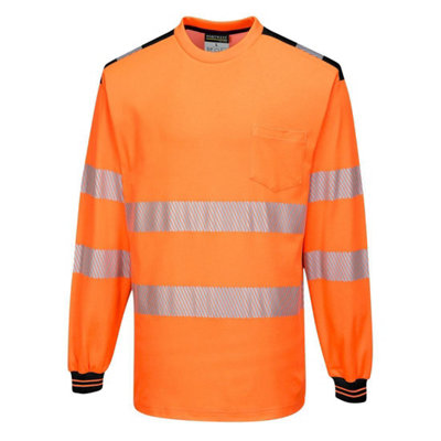 Portwest Mens PW3 Knitted Hi-Vis Comfort Long-Sleeved Safety T-Shirt